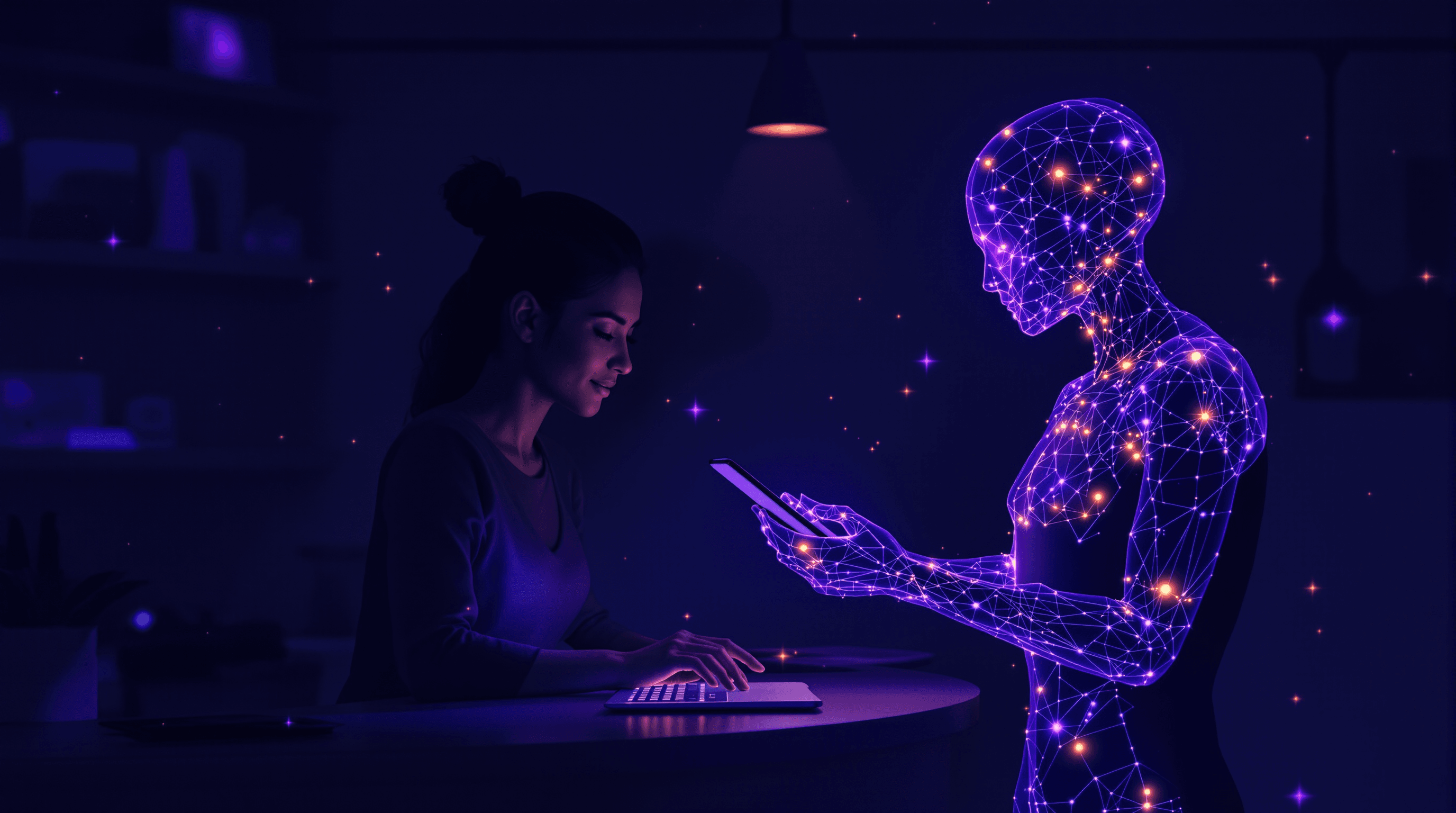 Agente Digital Ai — empleado digital IA colaborando 24/7 con una dueña de negocio