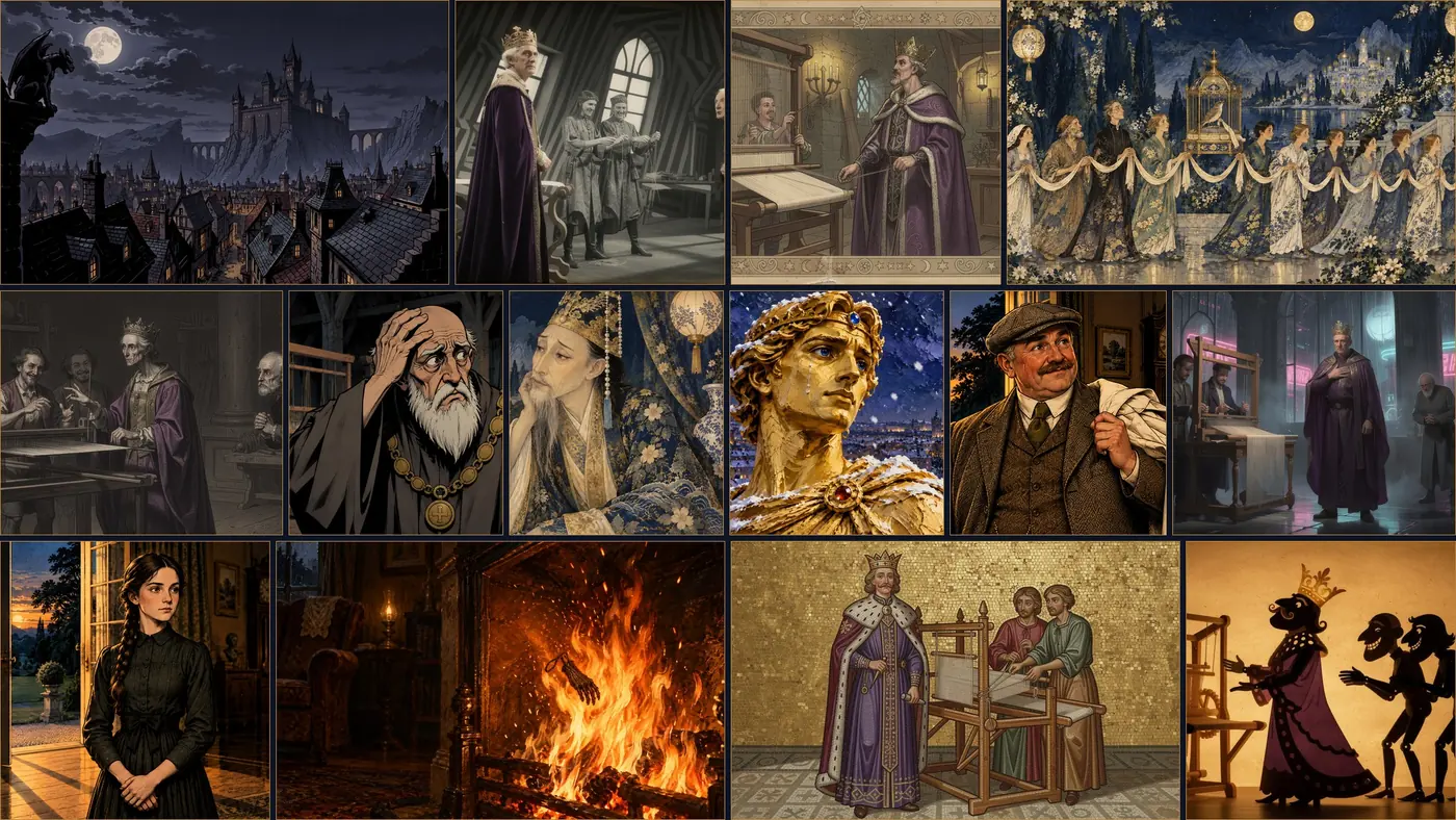 Collage de escenas de cuentos clásicos con estilos pictóricos distintos para el banner del canal Fabulier